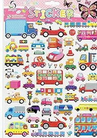 3D car Lorry Convertible Train Bus Traffic Light Tow Truck Sticker Decal 1 Sheet Dimensions: 25 cm x