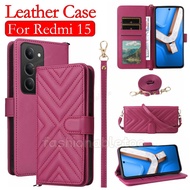 For Redmi15 5G Flip Leather Phone Case For Redmi 15 C 15C Redmi15 C Redmi15C 2025 Magnetic Bracket C