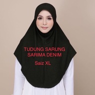 Saiz XL Tudung Sarung Instant Soft Denim Berdagu / Tudung Sarung Ironless Berdagu Labuh XL