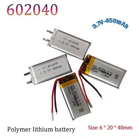 3.7V 450mAh 602040 Lipo Cells Lithium Polymer Rechargeable Battery for GPS Recording Pen LED Light B