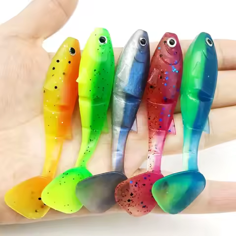 4Pcs Fishing Lures 6.5cm/2.6in/4.5g Soft Lure T Tail Artificial Bait Fishing Gear Accessories