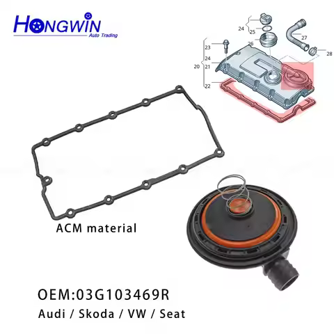 03G103469N 03G103469R, 03G103469F PCV Valve Cover With Membrane For Audi A3 VW Passat Golf Seat Leon