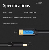 UNNLINK BBH 4K 60hz HDMI v2.0 Cable 18gbps AWG28 HDR2.0 HDCP2.2 BLUE