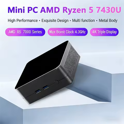 MINI PC Ryzen 5 7430U DDR4 NVME SSD WIIF6 BT5.3 Windows 11 Pro Desk Gamer Computer