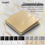 Vollia 1 2 3 4 Gang 1 2 Way Wall Switch for House 13amp gold Socket for Wall Electrical Switch and s