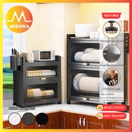 Mizona 45cm/55cm 2 Layer Dish Drying Kitchen Rack with Drain Tray Utensil Organizer Rak Pinggan Deng
