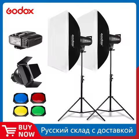 800Ws Godox SK400 II 2x 400Ws Photo Studio Flash Lighting,Softbox,280cm Light Stand,Barn Door,Flash 