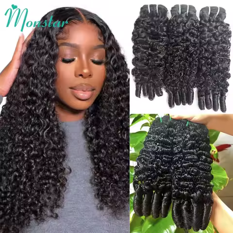 3C4A Burmese Curly Hair Bundles 100% Human Hair With Spiral Curly End Pixie Curls Vietnamese Raw Hai