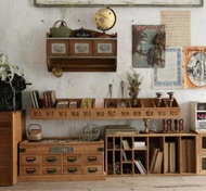 復古置物架 粗拙手作感 Zakka 分隔格子架 牆上收納