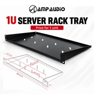 Ampaudio 1U Server Rack Tray Shelf High Grade Steel Rackmount Equipment Shelf Black 47cm