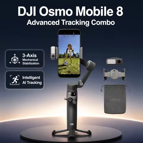 DJI Osmo Mobile 8 Advanced Tracking Combo, 3-Axis Smartphone Gimbal with AI Tracking, Handheld Stabi