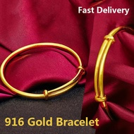 Gold 916 Original Suitable Women Men Couple Bracelet Engagement and Wedding Jewelry Set Present A Ri