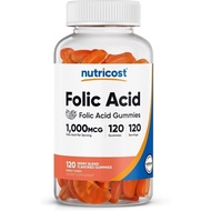 Nutricost Folic Acid (Vitamin B9) Vegetarian Gummies (120 Gummies, 1 mg Folic Acid Per Serving) - Su