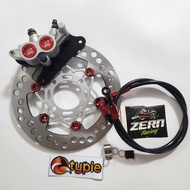 ชุด4ชิ้น ปั๊มล่าง ZERN81 2พอท สีแดง + จานดิส เงินหมุดแดง + สายเบรคZERN81 สีแดงหัว90 เวฟ125R / เวฟ125