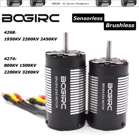 BOGIRC Sensorless Brushless Motor 4268 4274 800/1500/2200KV for 1/8 1/7 RC Car Truck Off Road Buggy 