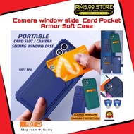 Oppo Realme Luxury Window Slide Edge Bumper Back Card Slot Pocket Soft Case A3s A12 C1 A12e A5s F9 A