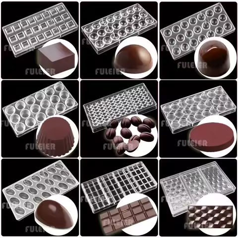 Polycarbonate Chocolate Molds Square Round Sweets Candy Bar Mould Baking Cake BonBon Confectionery T