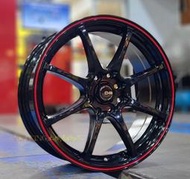 土城輪胎王 DG RS 16吋鋁圈 黑底紅邊 4/100 4/114.3 菱利