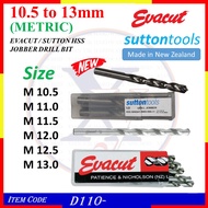 D110 MM [10.5MM to 13.0MM] EVACUT / SUTTON HSS JOBBER TWIST DRILL BIT (METRIC) | EVACUT DRILL BIT | 