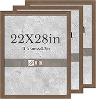 VCK 22x28 Brown Poster Frame 3-Pack, Wood Texture Poster Frame for Wall Decor - Office, Living Room 
