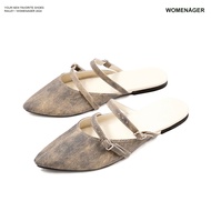 womenager - Railey Rusty denim รองเท้าหัวแหลมเปิดส้น