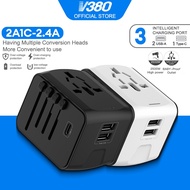 V380 Pro 2.4A 2A1C US EU UK AUS Plug USB C USB A 3Ports GaN Fast Charger for iPhone 16 15 Pro Macboo