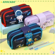 AVOCAYY Cartoon Pencil Cases, Canvas Large Capacity Canvas Pencil Bag,  Pouch Multi-layer Pencil  School Supplies