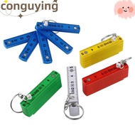 CONGUYING Folding Ruler, 0.5m 10-Fold Anti Pinch Plastic Ruler, Multi Functional with Keychain Doubl