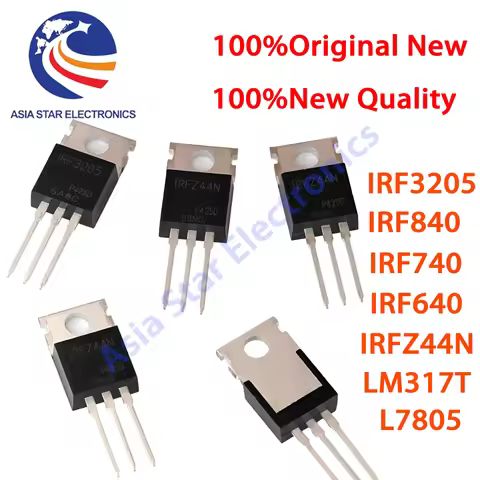 10pcs LM317T L7805 IRF640 IRF740 IRF840 IRFZ44N IRF3205 Transistor TO-220 Voltage Regulator L7805CV 