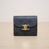 CELINE 老花PVC凱旋門三折錢包肩背包