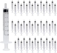 Waziaqoc 50Pcs 3ml/cc Plastic Syringe, No Needle Individually Packge, Catheter Sealed with Measureme