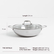 Nuclad Noble series wok 34 cm stainless steel wok sus 304