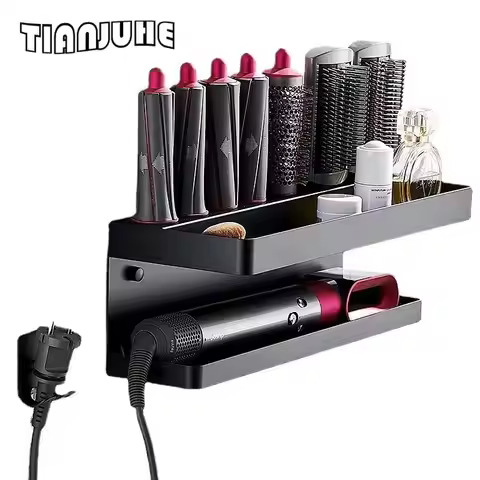 Multi-functional Wall Mounted Storage Holder for Dyson Hair Curler and Hair Dryer Dyson Airwrap Hold