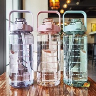 F&Z 2 Liter Water Bottle with Straw Female Jug Girls Portable Travel bottles Fitness Bike Cup Summer