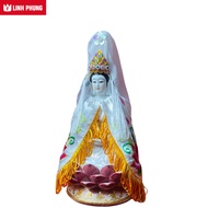 Avalokitesvara's crown in white veil mixed with colored stones for statues from 20cm to 50cm