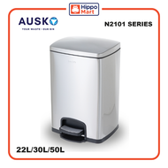 AUSKO N2101, Pedal Bin with Soft Closing, 22L, 30L, 50L, Trash Bin, Dustbin, Dustbin for Kitchen, Dustbin for Toilet, Outdoor Bin, Waste Bin