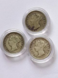 1988, 90, 91 香港伍仙銀幣