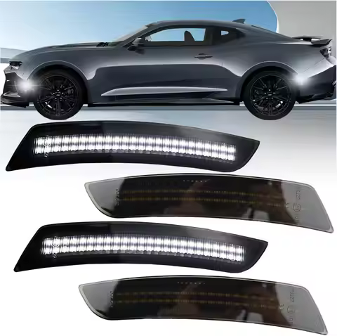 4x White LED Side Marker Lights Front Rear Bumper Fender Marker Lamps For Chevy Camaro LS LT RS SS 1