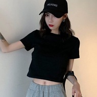 Ins Hot Women Short sleeve Causal Solid Color Crop Top