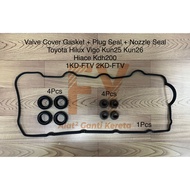 VALVE COVER GASKET + PLUG SEAL + NOZZLE SEAL TOYOTA HILUX VIGO KUN25 KUN26 HIACE KDH200 (1KD-FTV 2KD