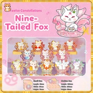 Cartoon 12 zodiac signs nine tailed fox lucky blind box set figure toys home ornament decoration fox