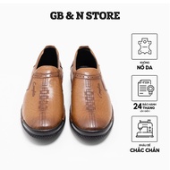 Trendy soft leather men's dress shoes, rubber sole code 888 -3 - Golden brown color - GB&N STORE