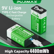 【⚡Ready Stock】9V 4400mWh lithium battery USB rechargeable battery type-c Li-ion battery