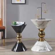 Round Marble Dining Table Set Black Stone/Marble 50 * 45 並行輸入品