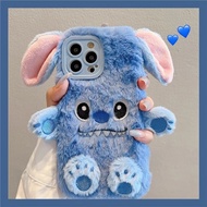 casing realme c15 realme 10 pro 5g casing Autumn Winter Warm Hand Cartoon Stitch A58x Plush a97 Phon