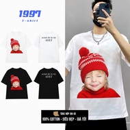 Adlv 100% cotton 2-Way cotton T-Shirt With Lovely Red Hat Boy T-Shirt ADLV054