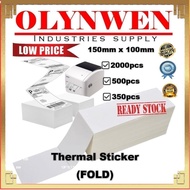 A6 Thermal Sticker Roll Thermal Label Sticker FOLD 100mm*150mm Thermal Airway Bill Courier Bag Shipping Label