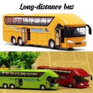 DFASO Gift for Boy 4 Wheels Toy Vehicles Door Open FLashing With Music Educational Toys Bus Toy Bus Model Car Toy Long-distance Bus Double Decker Bus