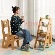 L0915橡膠木梯凳 兩用凳 多功能折疊家用梯 登高梯 爬梯 花架 樓梯架 實木梯椅Step stool全新包運送