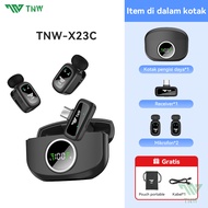 TNW X23M Wireless Microphone Ultra-Mini Mic Mikrofon HP Dengan AI Voice Changer Untuk Video Recordin